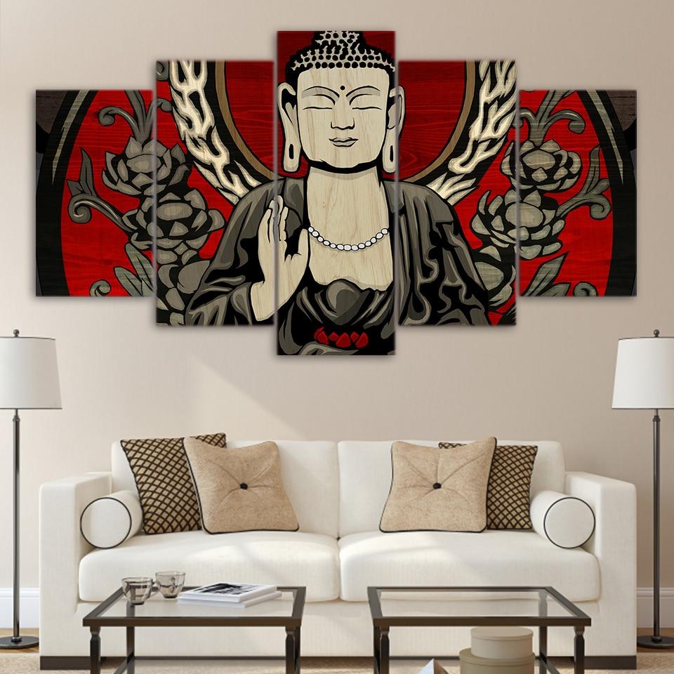 Buddha 58 - Religion 5 Panel Canvas Art Wall Decor Buddha 58 - Religion 5 Panel Canvas Art Wall Decor