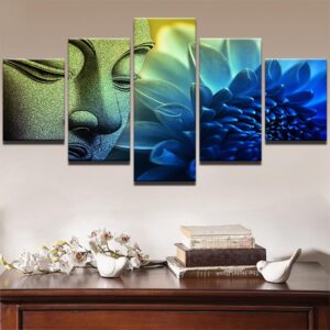 Buddha 61 - Religion 5 Panel Canvas Art Wall Decor