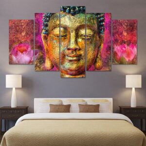 Buddha 69 - Religion 5 Panel Canvas Art Wall Decor