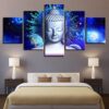 Buddha And Abstract Planets 1 - Religion 5 Panel Canvas Art Wall Decor