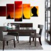 Buddha Angkor Wat Sunrise Sunset - Religion 5 Panel Canvas Art Wall Decor