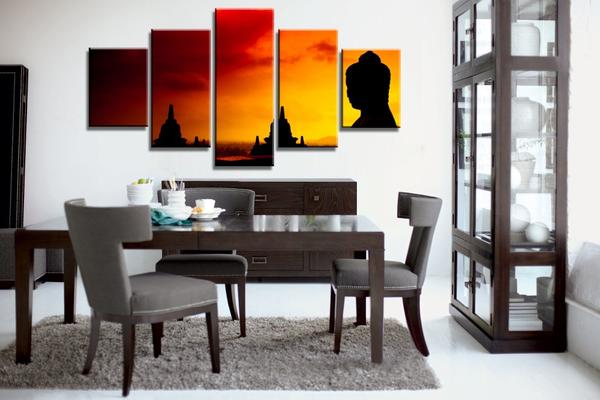 Buddha Angkor Wat Sunrise Sunset - Religion 5 Panel Canvas Art Wall Decor Buddha Angkor Wat Sunrise Sunset - Religion 5 Panel Canvas Art Wall Decor