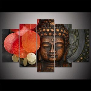 Buddha Buddhism Abstract - Religion 5 Panel Canvas Art Wall Decor