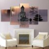 Buddha Buddhism Relaxing - Religion 5 Panel Canvas Art Wall Decor