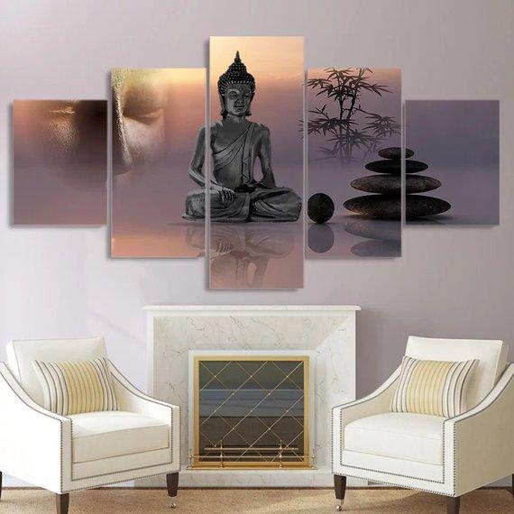 Buddha Buddhism Relaxing - Religion 5 Panel Canvas Art Wall Decor Buddha Buddhism Relaxing - Religion 5 Panel Canvas Art Wall Decor