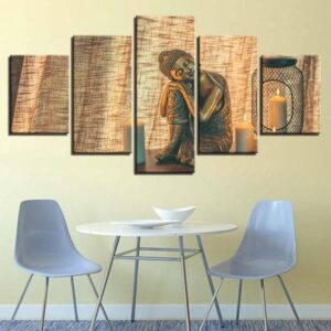 Buddha Candles - Religion 5 Panel Canvas Art Wall Decor
