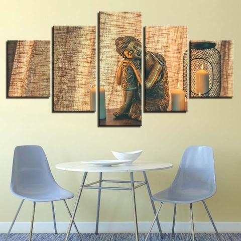 Buddha Candles - Religion 5 Panel Canvas Art Wall Decor Buddha Candles - Religion 5 Panel Canvas Art Wall Decor