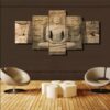 Buddha Carved From Stone - Religion 5 Panel Canvas Art Wall Decor