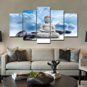 Buddha Clouds - Religion 5 Panel Canvas Art Wall Decor
