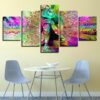 Buddha Color Splash - Religion 5 Panel Canvas Art Wall Decor