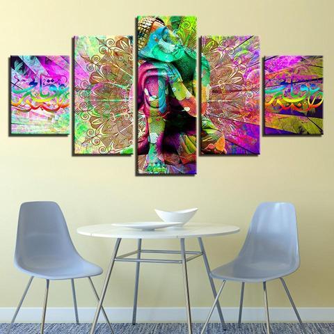 Buddha Color Splash - Religion 5 Panel Canvas Art Wall Decor Buddha Color Splash - Religion 5 Panel Canvas Art Wall Decor