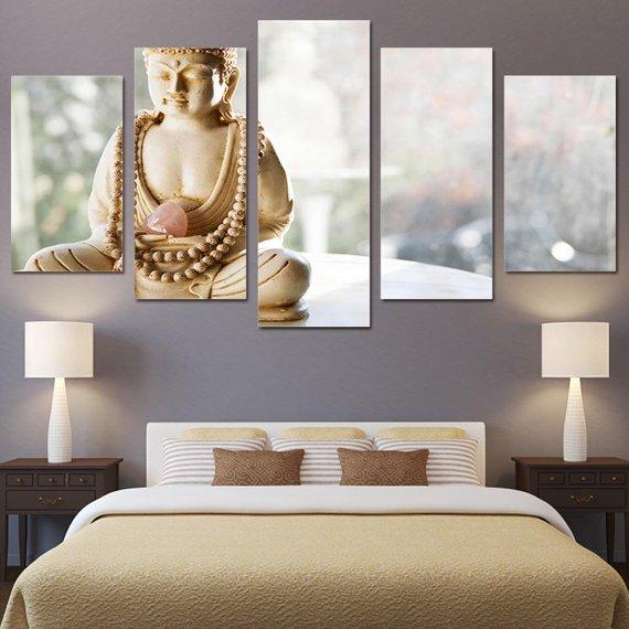 Buddha Crystals 6 - Religion 5 Panel Canvas Art Wall Decor Buddha Crystals 6 - Religion 5 Panel Canvas Art Wall Decor