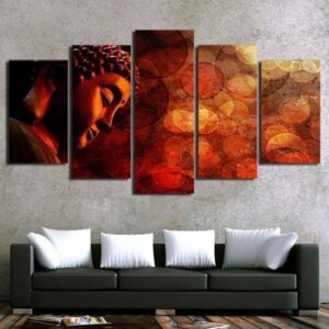 Buddha Enlightenment - Religion 5 Panel Canvas Art Wall Decor