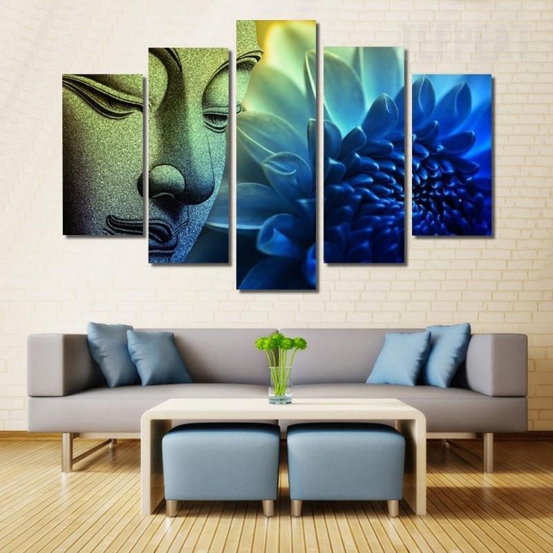 Buddha Flower Cuadros - Religion 5 Panel Canvas Art Wall Decor Buddha Flower Cuadros - Religion 5 Panel Canvas Art Wall Decor
