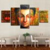 Buddha Flowers - Religion 5 Panel Canvas Art Wall Decor