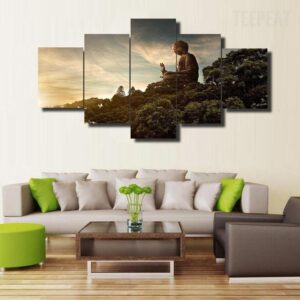 Buddha In Nature - Religion 5 Panel Canvas Art Wall Decor