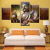 Buddha Meditation - Religion 5 Panel Canvas Art Wall Decor