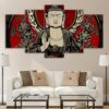 Buddha Rwb - Religion 5 Panel Canvas Art Wall Decor