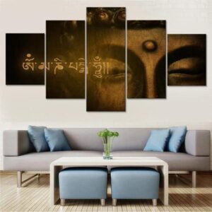 Buddha Scriptures - Religion 5 Panel Canvas Art Wall Decor