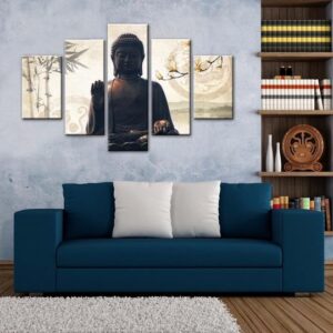 Buddha Statue 02 - Religion 5 Panel Canvas Art Wall Decor