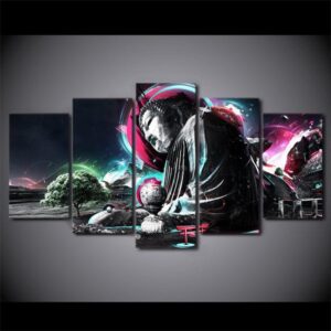 Buddha Statue 1 - Religion 5 Panel Canvas Art Wall Decor