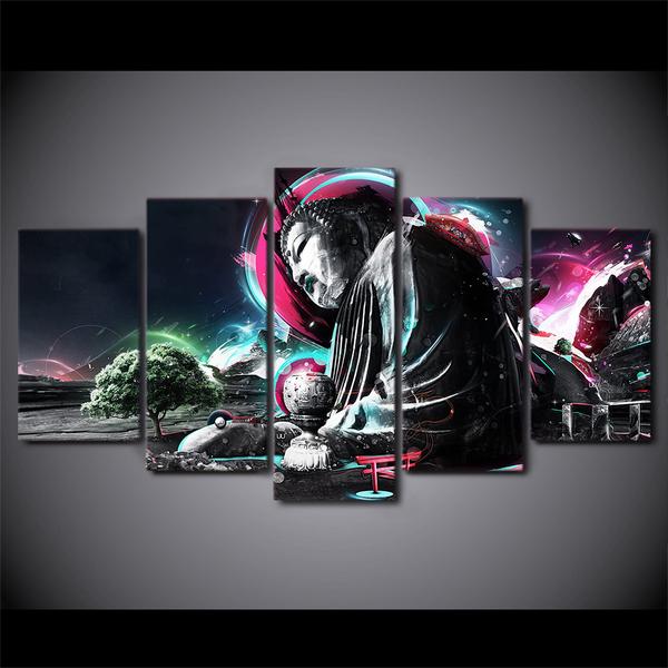 Buddha Statue 1 - Religion 5 Panel Canvas Art Wall Decor Buddha Statue 1 - Religion 5 Panel Canvas Art Wall Decor