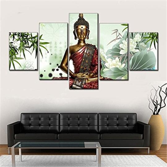 Buddha Statue 20 - Religion 5 Panel Canvas Art Wall Decor Buddha Statue 20 - Religion 5 Panel Canvas Art Wall Decor