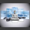 Buddha Statue Buddhism - Religion 5 Panel Canvas Art Wall Decor