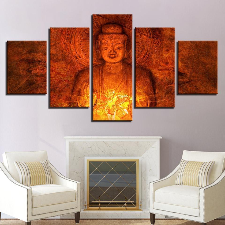 Buddha Vintage 1 - Religion 5 Panel Canvas Art Wall Decor Buddha Vintage 1 - Religion 5 Panel Canvas Art Wall Decor