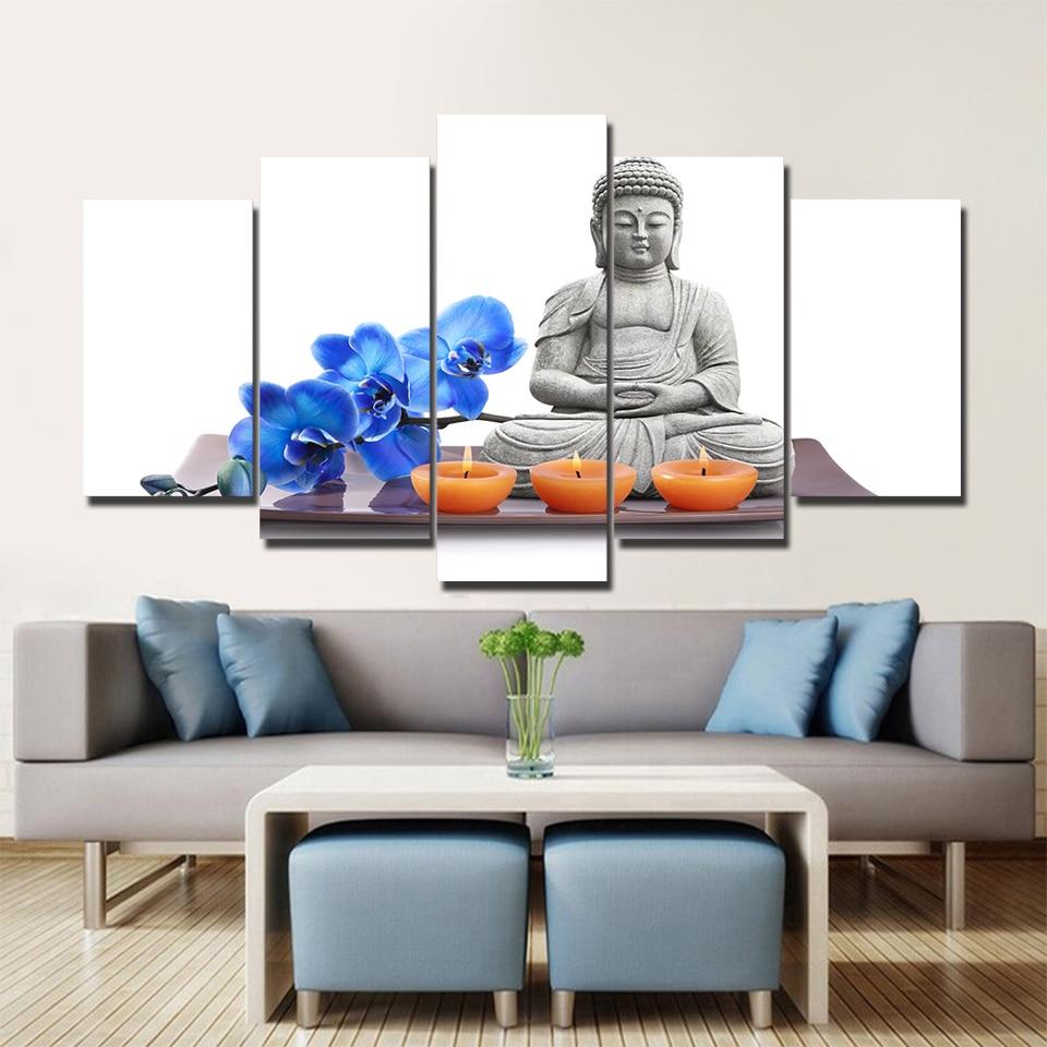 Buddha flowers 01 - Religion 5 Panel Canvas Art Wall Decor Buddha flowers 01 - Religion 5 Panel Canvas Art Wall Decor