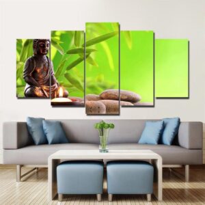 Buddha in Peace - Religion 5 Panel Canvas Art Wall Decor