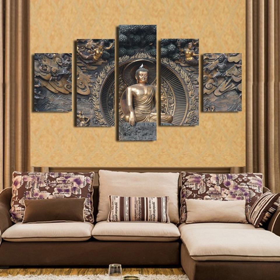 Buddha statue 04 - Religion 5 Panel Canvas Art Wall Decor Buddha statue 04 - Religion 5 Panel Canvas Art Wall Decor
