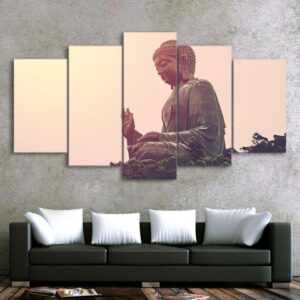 Buddha statue 21 - Religion 5 Panel Canvas Art Wall Decor