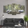 Buddha statue in Forest - Religion 5 Panel Canvas Art Wall Decor