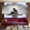 Buddha statue on the sea - Religion 5 Panel Canvas Art Wall Decor