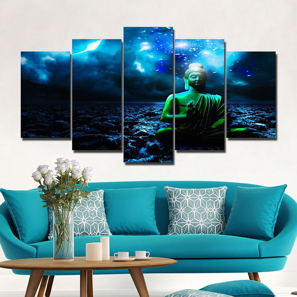 Buddha under the stars - Religion 5 Panel Canvas Art Wall Decor Buddha under the stars - Religion 5 Panel Canvas Art Wall Decor