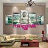 Buddhism 3 - Religion 5 Panel Canvas Art Wall Decor