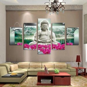 Buddhism 3 - Religion 5 Panel Canvas Art Wall Decor