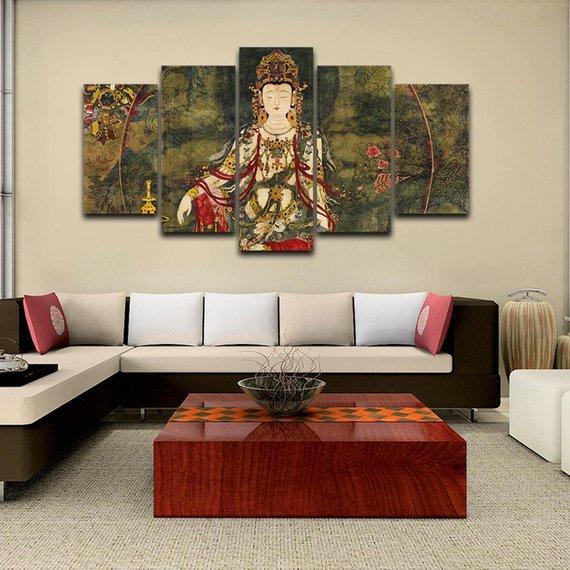 Buddhism Tibetan King - Religion 5 Panel Canvas Art Wall Decor Buddhism Tibetan King - Religion 5 Panel Canvas Art Wall Decor