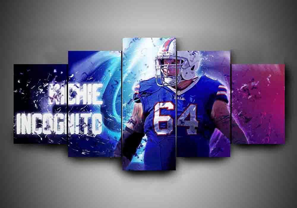 Buffalo Bills - Richie Incognito - Sport 5 Panel Canvas Art Wall Decor Buffalo Bills - Richie Incognito - Sport 5 Panel Canvas Art Wall Decor