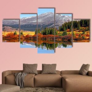 Buffehr Lake Colorado In Autumn Time - Nature 5 Panel Canvas Art Wall Decor