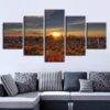 Building City Sunset Sunshine Beautiful - Nature 5 Panel Canvas Art Wall Decor