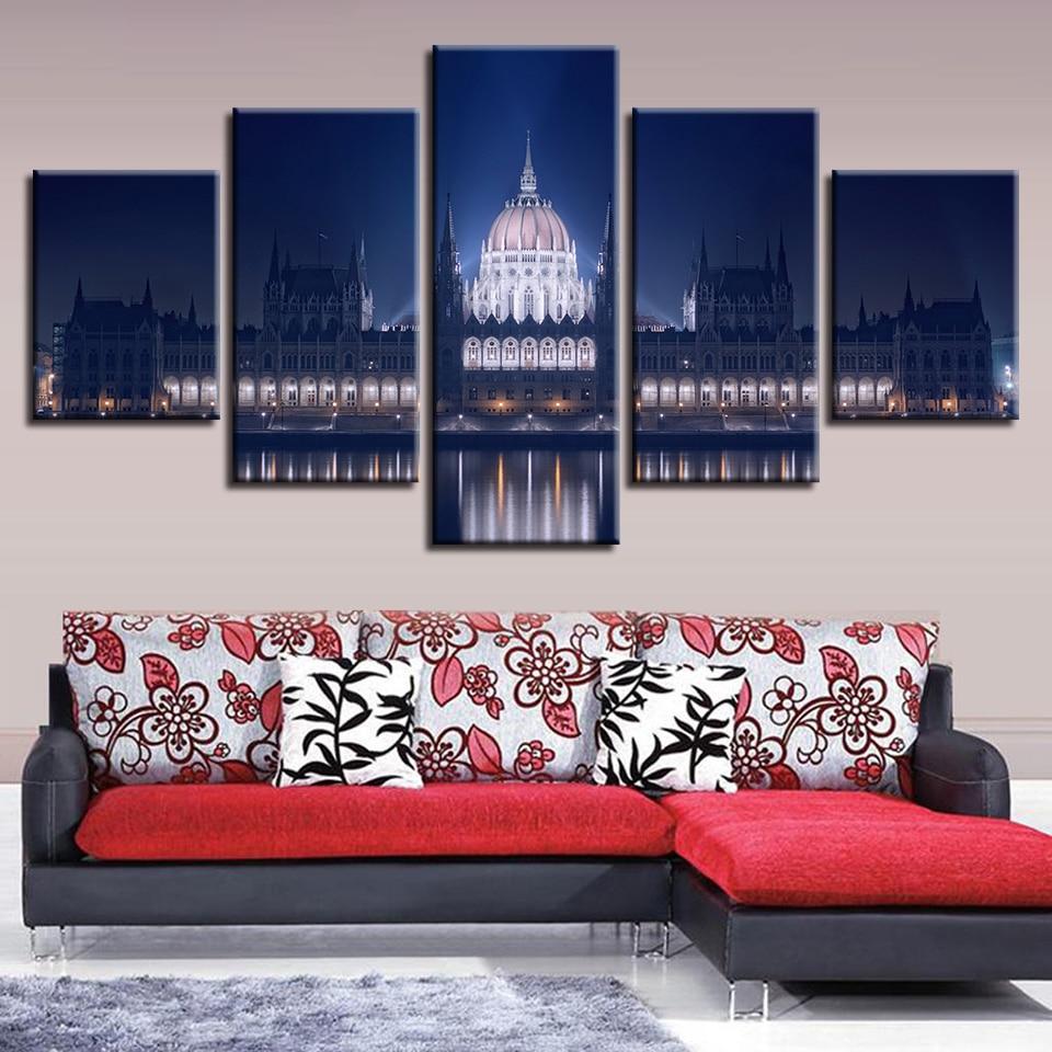 Building Night - Nature 5 Panel Canvas Art Wall Decor Building Night - Nature 5 Panel Canvas Art Wall Decor