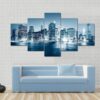 Building Skyscraper Panoramic Night New York City Concept - Nature 5 Panel Canvas Art Wall Decor