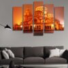 Bulgarian Cathedral Aleksander Nevski - Nature 5 Panel Canvas Art Wall Decor