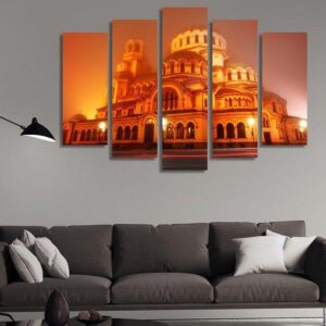 Bulgarian Cathedral Aleksander Nevski - Nature 5 Panel Canvas Art Wall Decor
