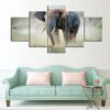 Bull Elephant - Animal 5 Panel Canvas Art Wall Decor