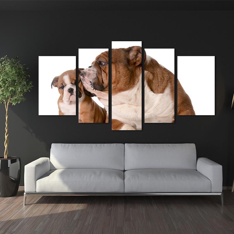 Bulldog Animal Dog Puppy - Animal 5 Panel Canvas Art Wall Decor Bulldog Animal Dog Puppy - Animal 5 Panel Canvas Art Wall Decor