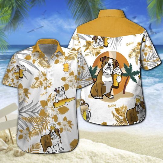 Bulldog Beer Hawaiian Shirt Summer Button Up Bulldog Beer Hawaiian Shirt Summer Button Up