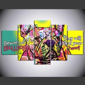 Bulldog Life - Animal 5 Panel Canvas Art Wall Decor
